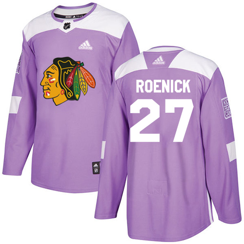Adidas Blackhawks #27 Jeremy Roenick Purple Authentic Fights Cancer Stitched NHL Jersey - Click Image to Close